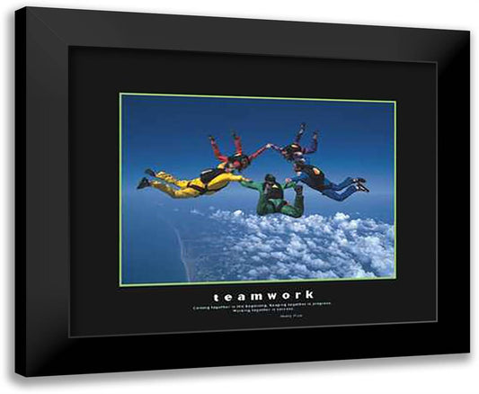 Teamwork 24x20 Black Modern Wood Framed Art Print Poster