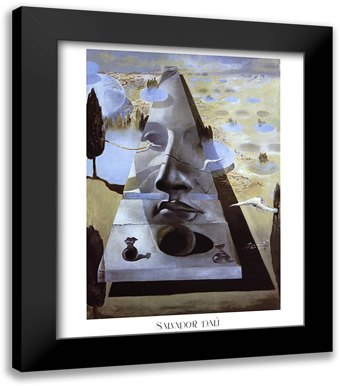 Apparition of the Face of Aphrodite of Knidos, c.1981 20x24 Black Modern Wood Framed Art Print Poster by Dali, Salvador