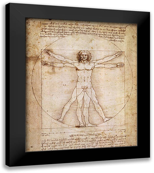 Human Proportions-Vitruvian Man 20x24 Black Modern Wood Framed Art Print Poster by da Vinci, Leonardo