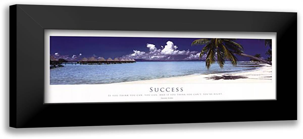 Inspirational - Success 40x16 Black Modern Wood Framed Art Print Poster