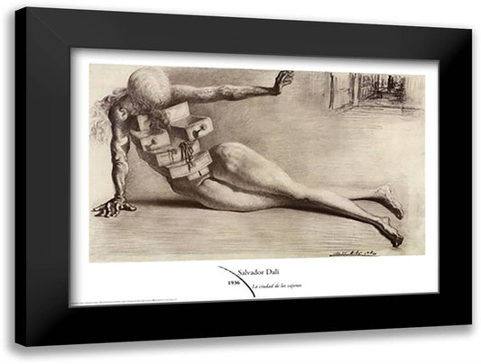 The City of Drawers, c.1936 32x24 Black Modern Wood Framed Art Print Poster by Dali, Salvador