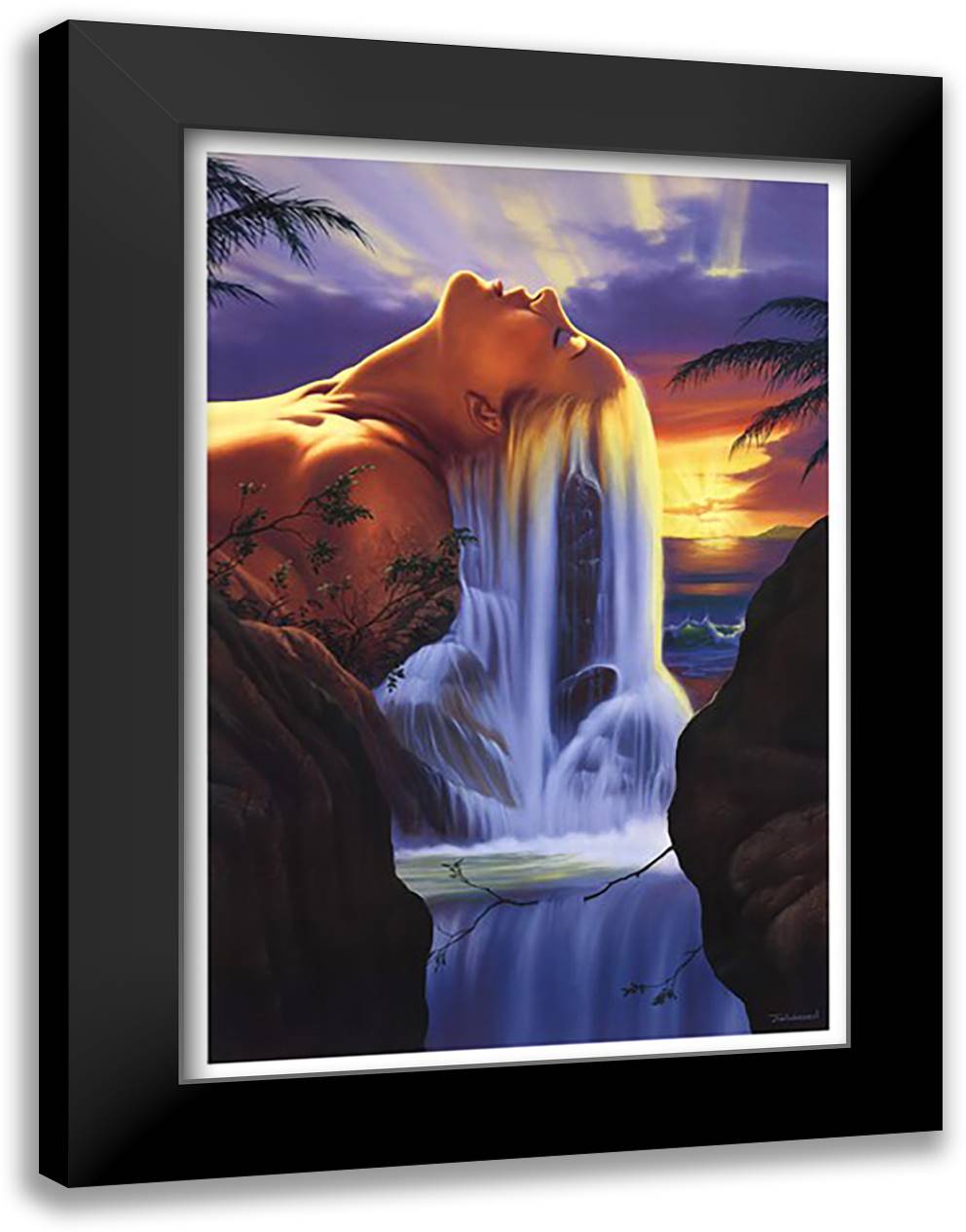 Island Dreams 28x40 Black Modern Wood Framed Art Print Poster