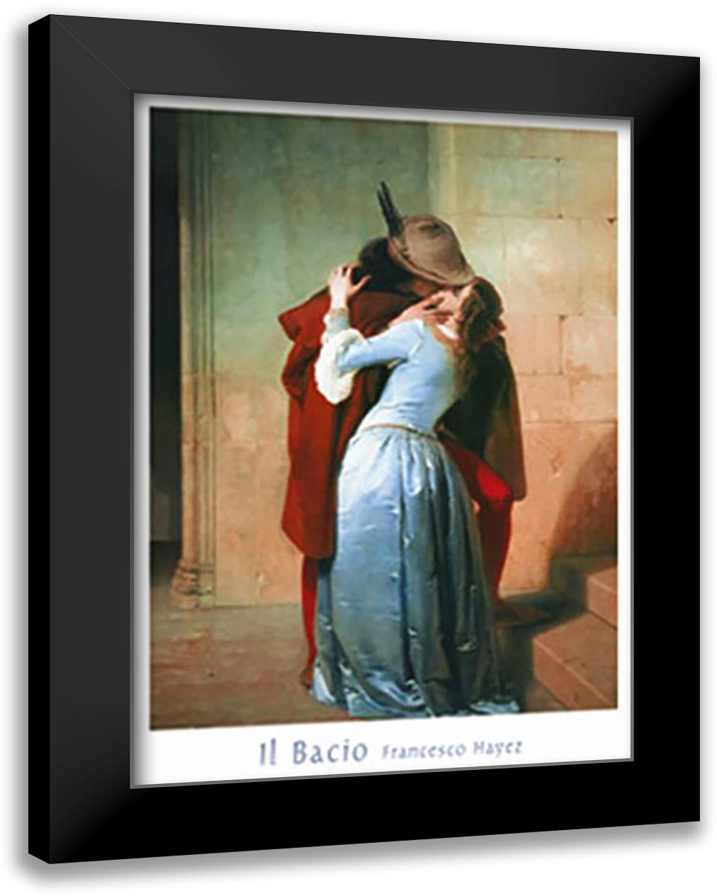 Kiss 28x36 Black Modern Wood Framed Art Print Poster by Hayez, Francesco