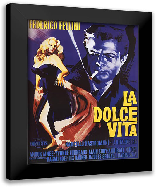 Dolce Vita 28x36 Black Modern Wood Framed Art Print Poster