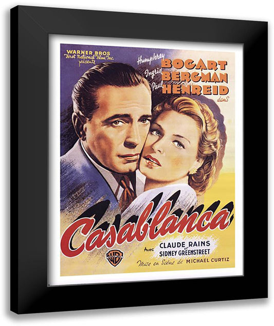 Casablanca 28x36 Black Modern Wood Framed Art Print Poster