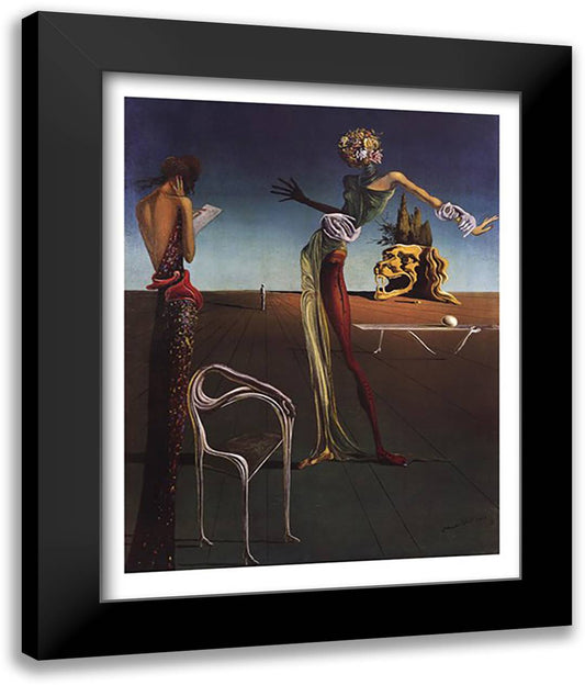 Woman with a Head of Roses, c.1935 28x36 Black Modern Wood Framed Art Print Poster by Dali, Salvador