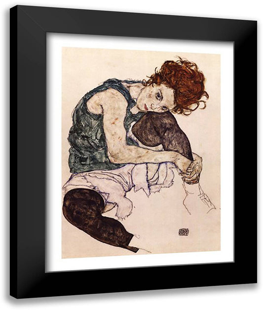 Artist's Wife 28x36 Black Modern Wood Framed Art Print Poster by Schiele, Egon