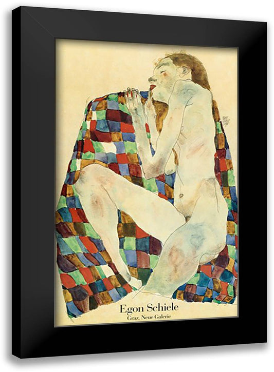 Woman Laying Nude 28x40 Black Modern Wood Framed Art Print Poster by Schiele, Egon