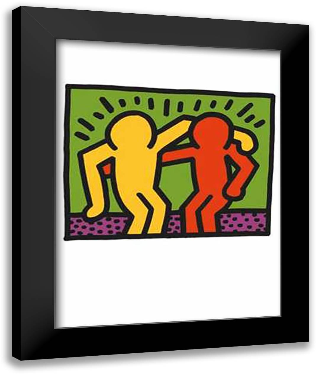 Best Buddies, 1990 28x36 Black Modern Wood Framed Art Print Poster by Haring, Keith