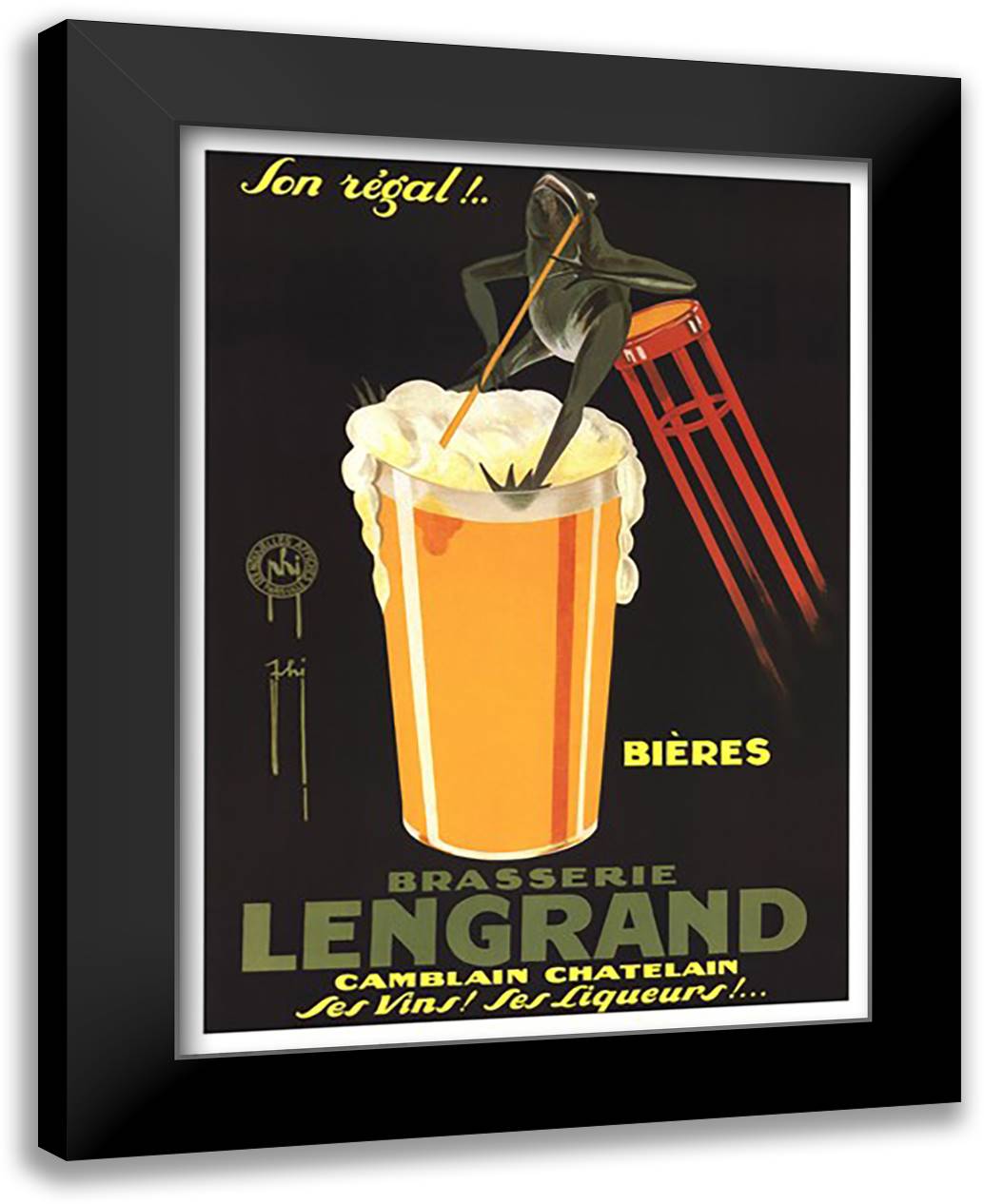 Brasserie Lengrand 24x32 Black Modern Wood Framed Art Print Poster