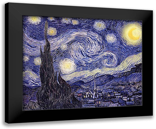 The Starry Night, c.1889 24x20 Black Modern Wood Framed Art Print Poster by Van Gogh, Vincent