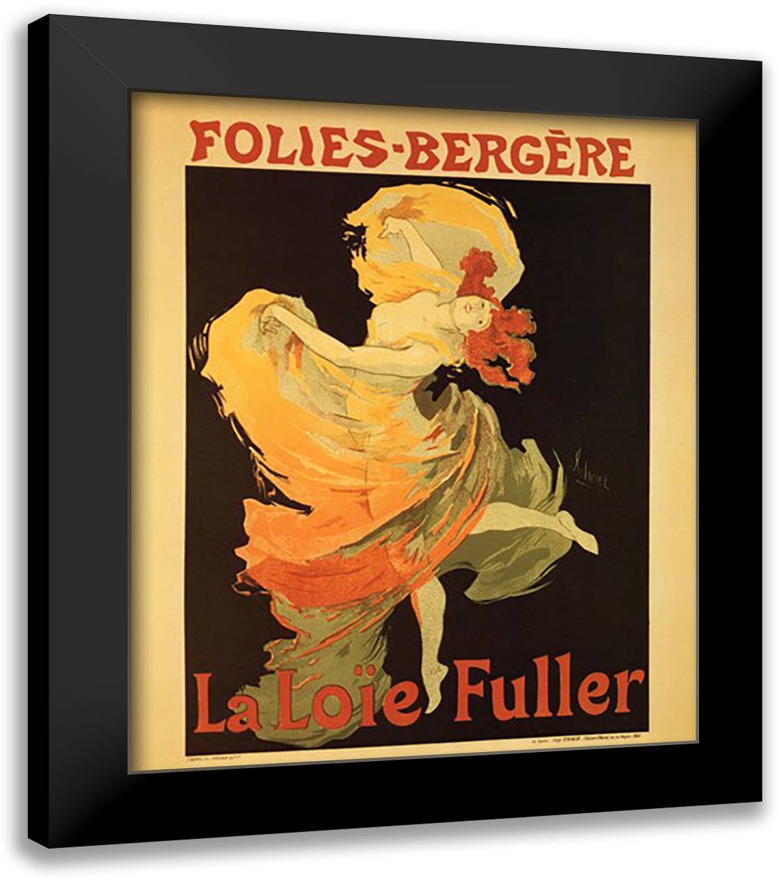 Folies Bergere 20x24 Black Modern Wood Framed Art Print Poster by Cheret, Jules
