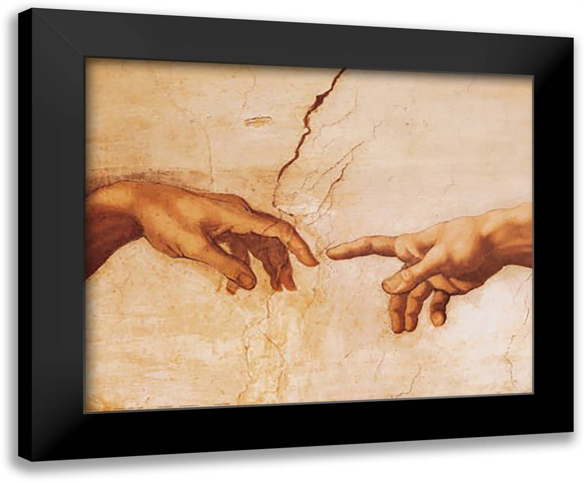 Creation (Hands) 24x20 Black Modern Wood Framed Art Print Poster by Michelangelo