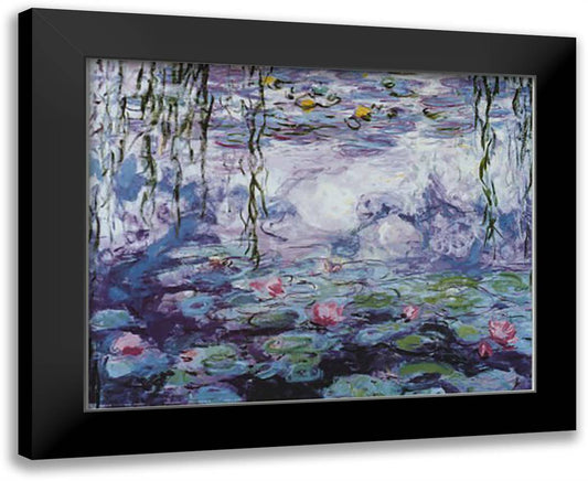 Water Lilies and Willow Branches, c.1917 24x20 Black Modern Wood Framed Art Print Poster by Monet, Claude