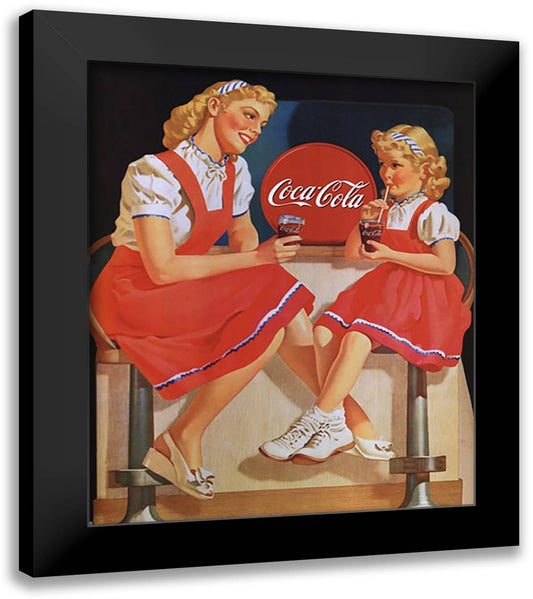 Coca-Cola Young Girls 20x24 Black Modern Wood Framed Art Print Poster