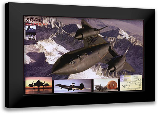 Airplane Blackbird Sr-71 40x28 Black Modern Wood Framed Art Print Poster