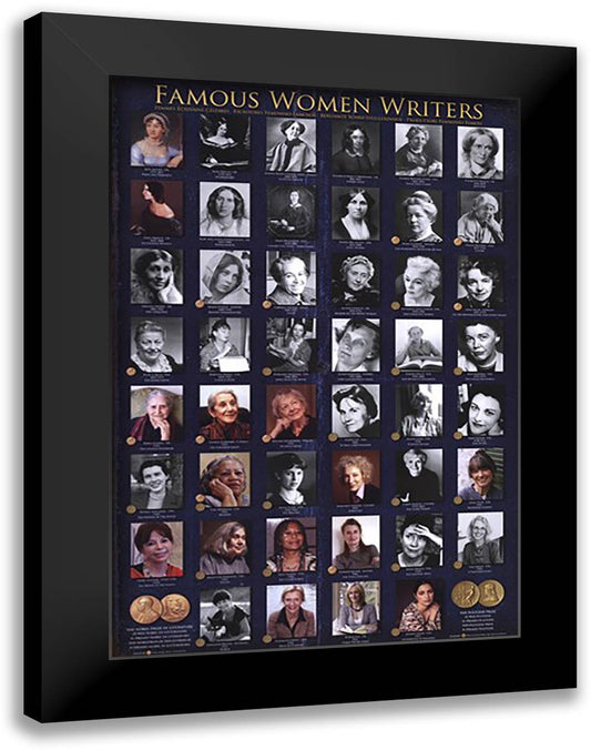 Famous Women Writers 28x40 Black Modern Wood Framed Art Print Poster