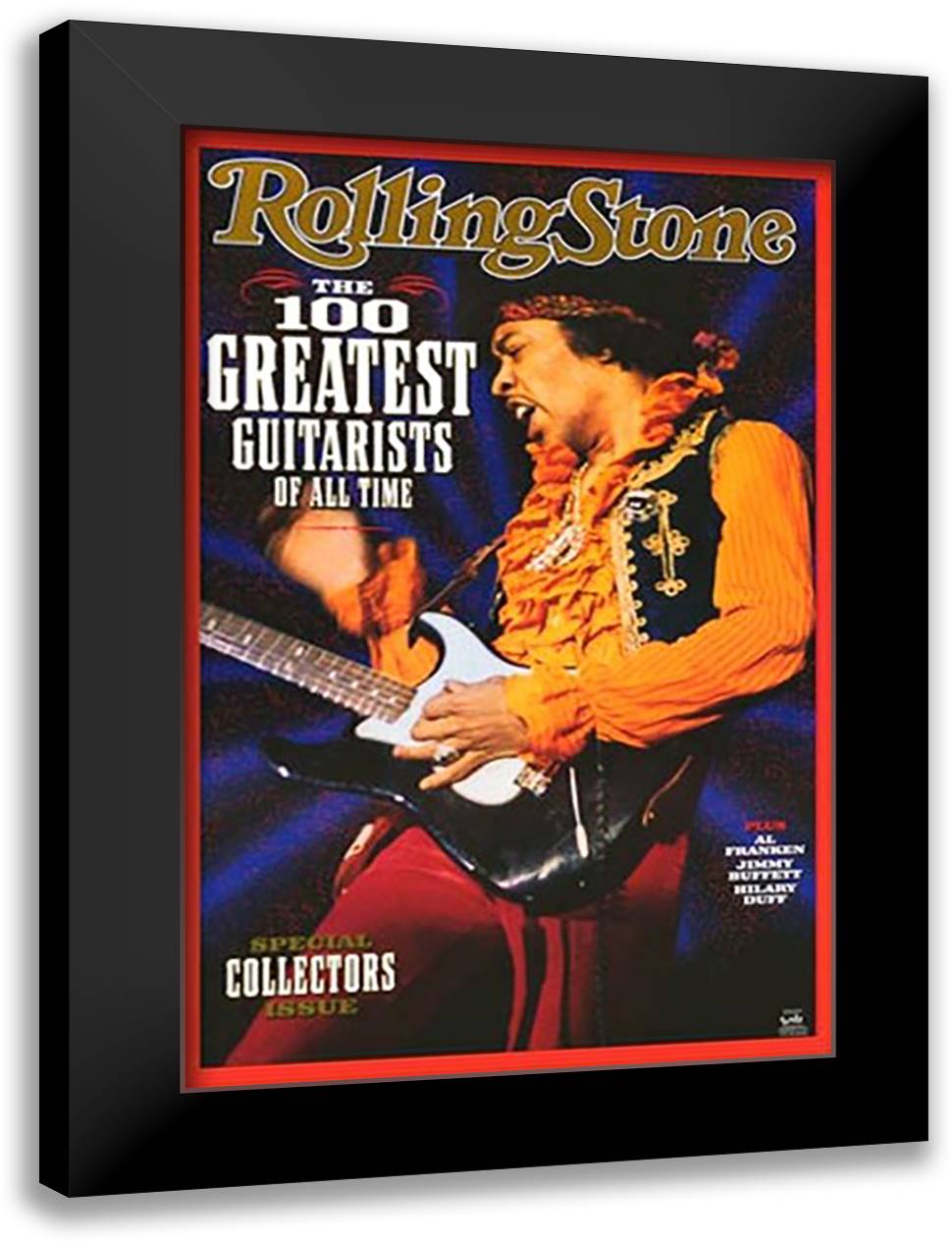 Jimi Hendrix Rolling Stone Cover 28x40 Black Modern Wood Framed Art Print Poster