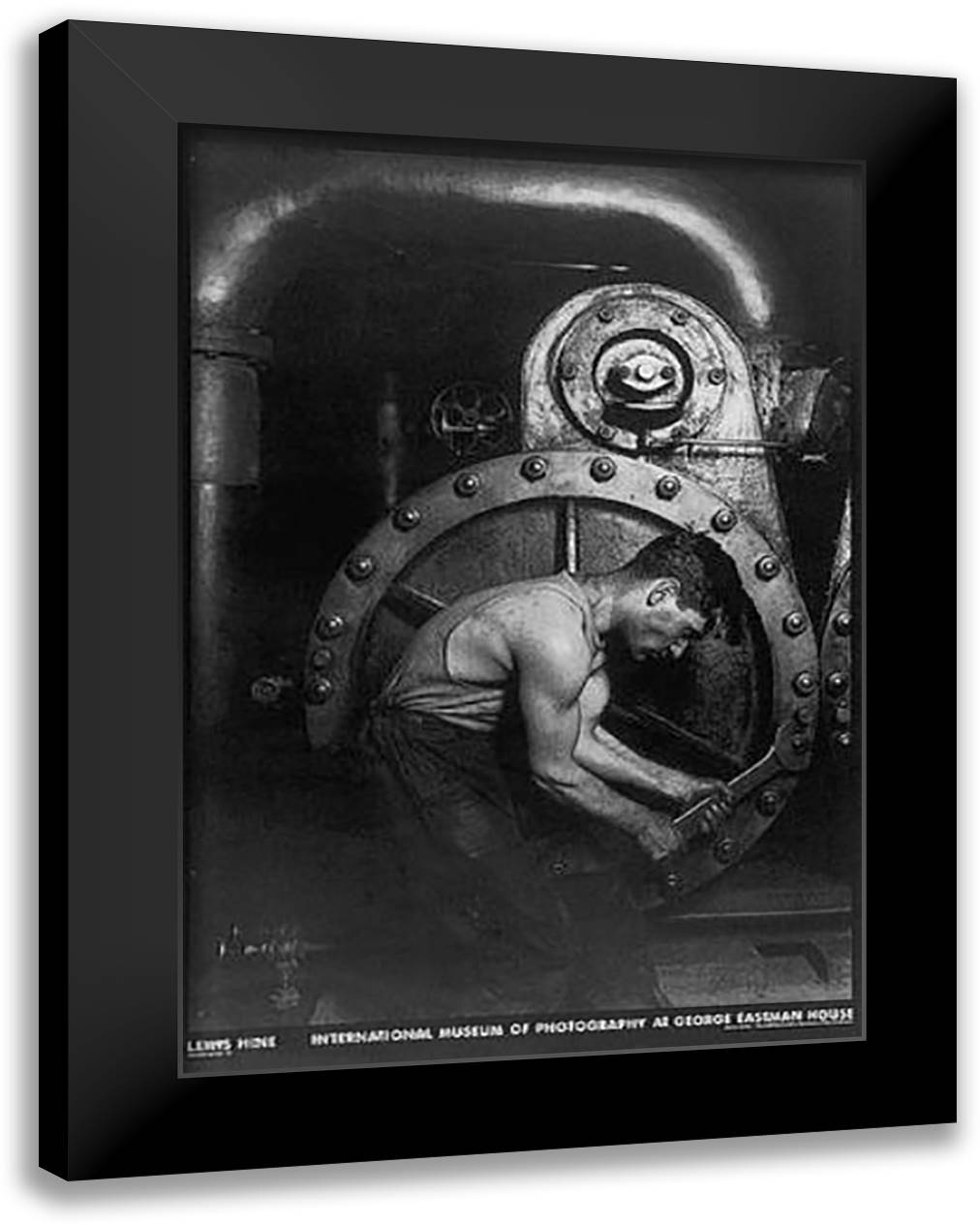 Powerhouse Mechanic 24x32 Black Modern Wood Framed Art Print Poster by Hine, Lewis Wickes