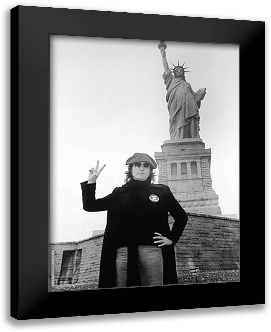 John Lennon Statue of Liberty 24x32 Black Modern Wood Framed Art Print Poster by Gruen, Bob