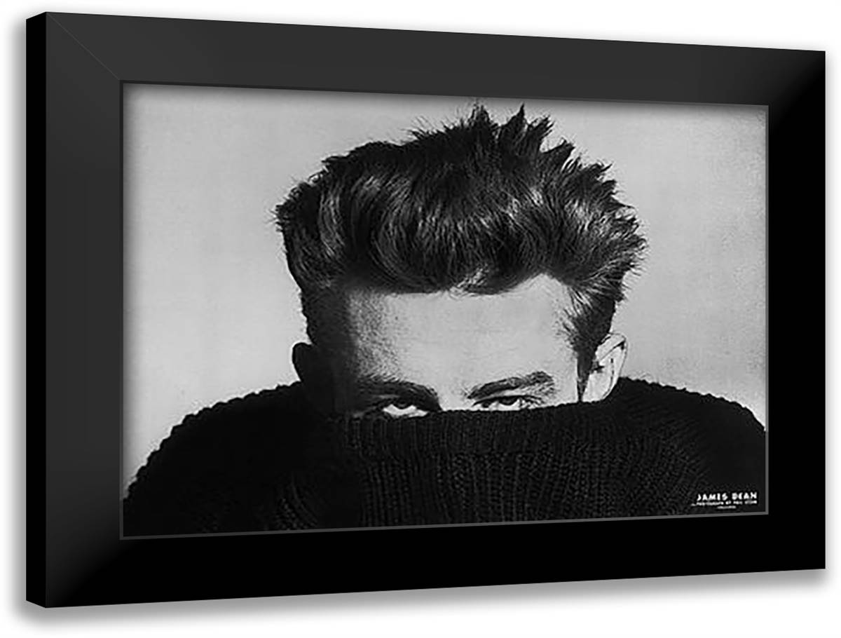 James Dean (Sweater Over Face) 32x24 Black Modern Wood Framed Art Print Poster by Stern, Phil