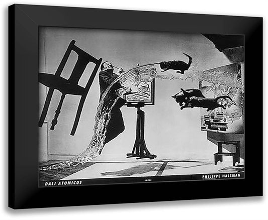 Dali Atomicus 34x28 Black Modern Wood Framed Art Print Poster by Halsman, Philippe
