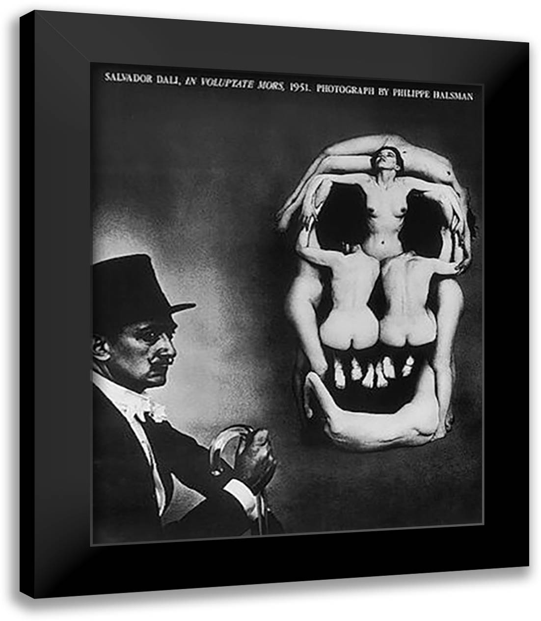 In Voluptate Mors (Skull) 28x34 Black Modern Wood Framed Art Print Poster by Halsman, Philippe