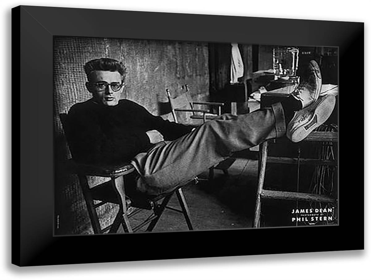 James Dean (Lounging in Chair) 32x24 Black Modern Wood Framed Art Print Poster by Stern, Phil