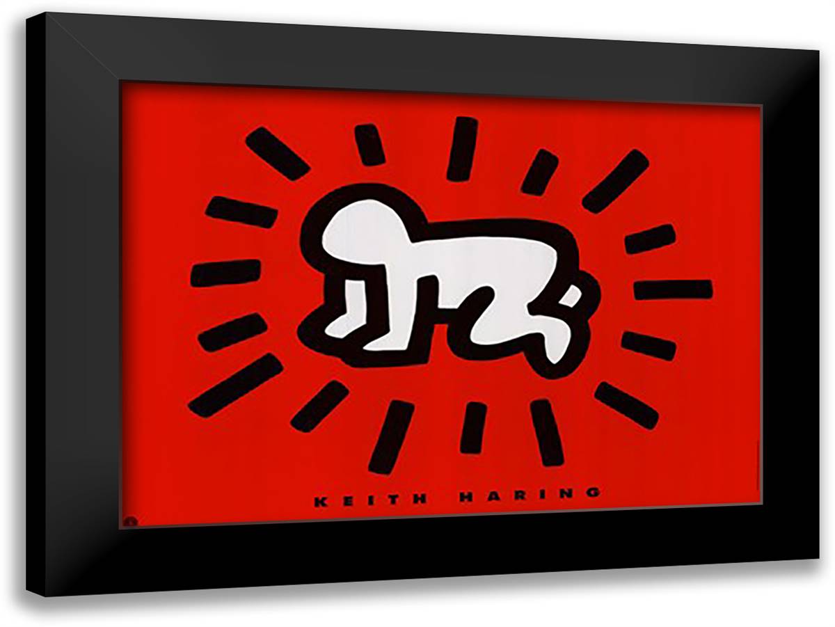 Red Baby 38x28 Black Modern Wood Framed Art Print Poster by Haring, Keith