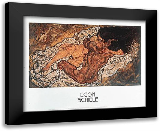 Embrace 34x28 Black Modern Wood Framed Art Print Poster by Schiele, Egon