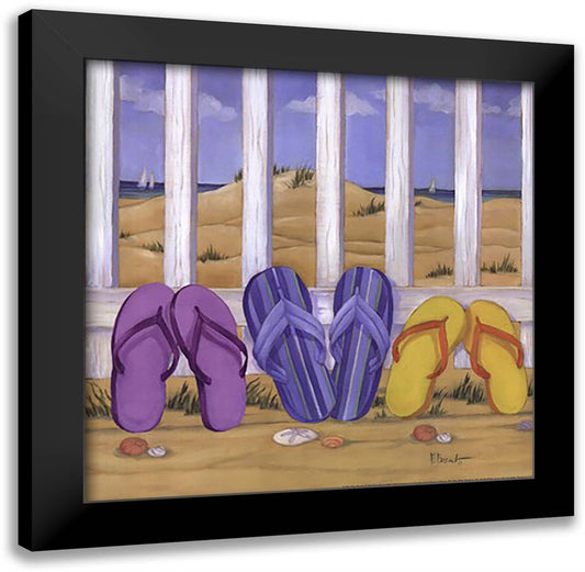 Flip Flop Beach II 16x16 Black Modern Wood Framed Art Print Poster by Brent, Paul