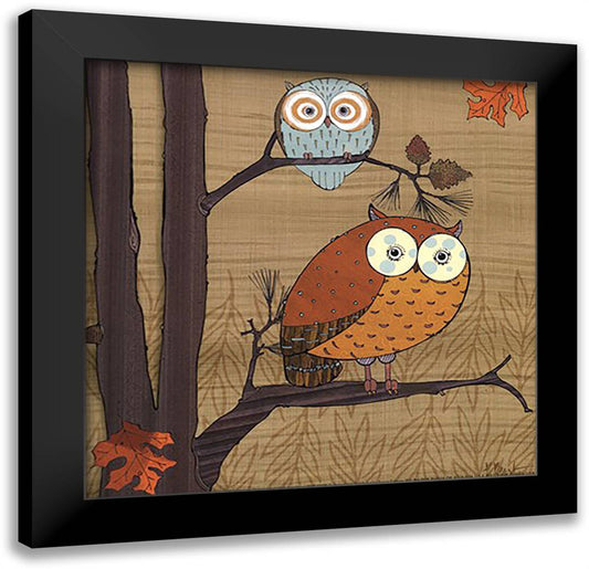 Awesome Owls I 12x12 Black Modern Wood Framed Art Print Poster by Brent, Paul