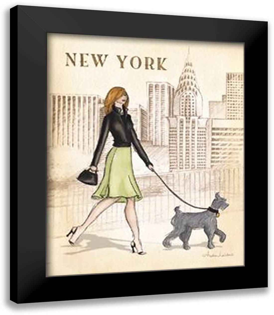 New York 15x18 Black Modern Wood Framed Art Print Poster by Laliberte, Andrea