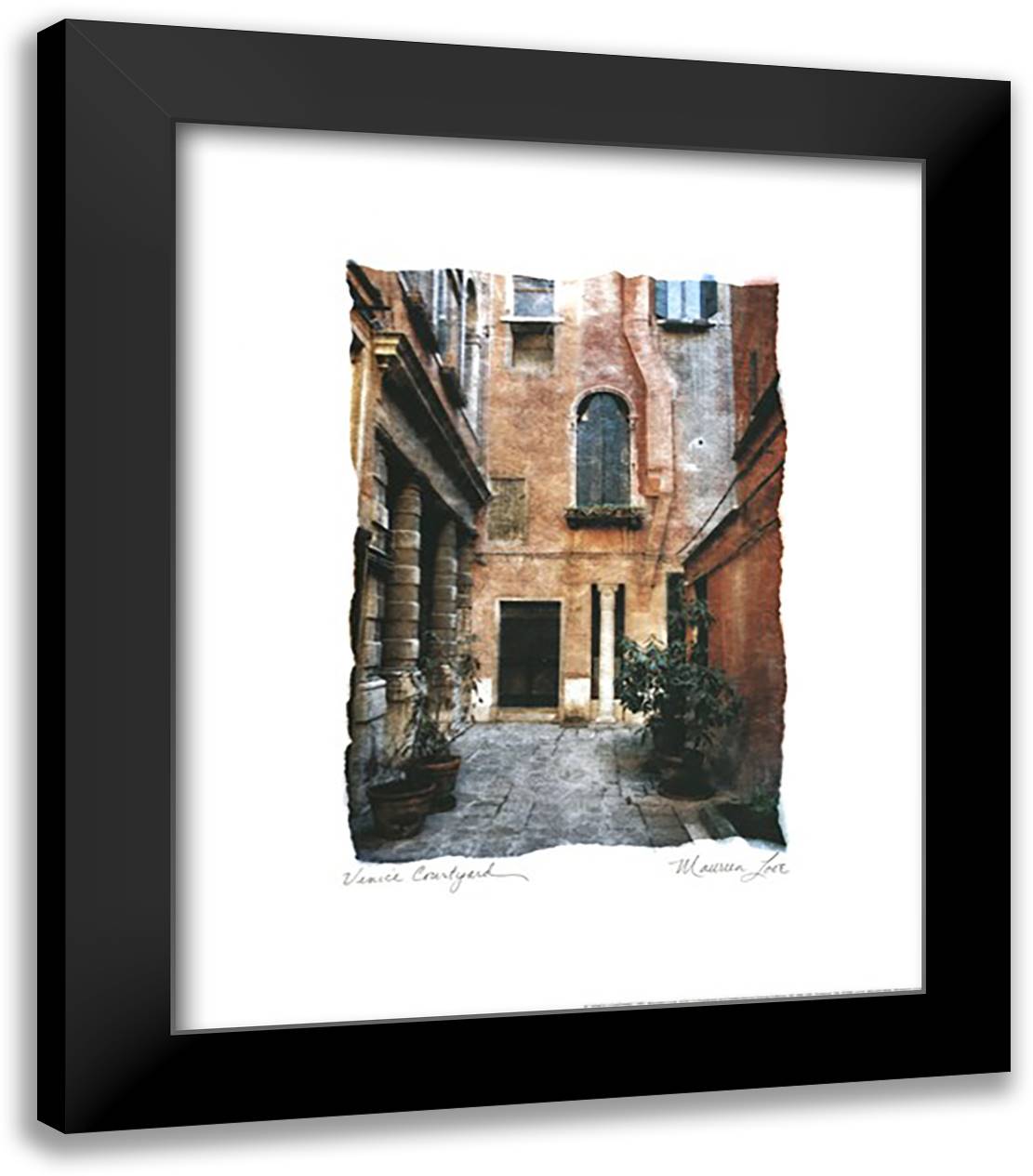 Venice Courtyard 20x24 Black Modern Wood Framed Art Print Poster by Love, Maureen