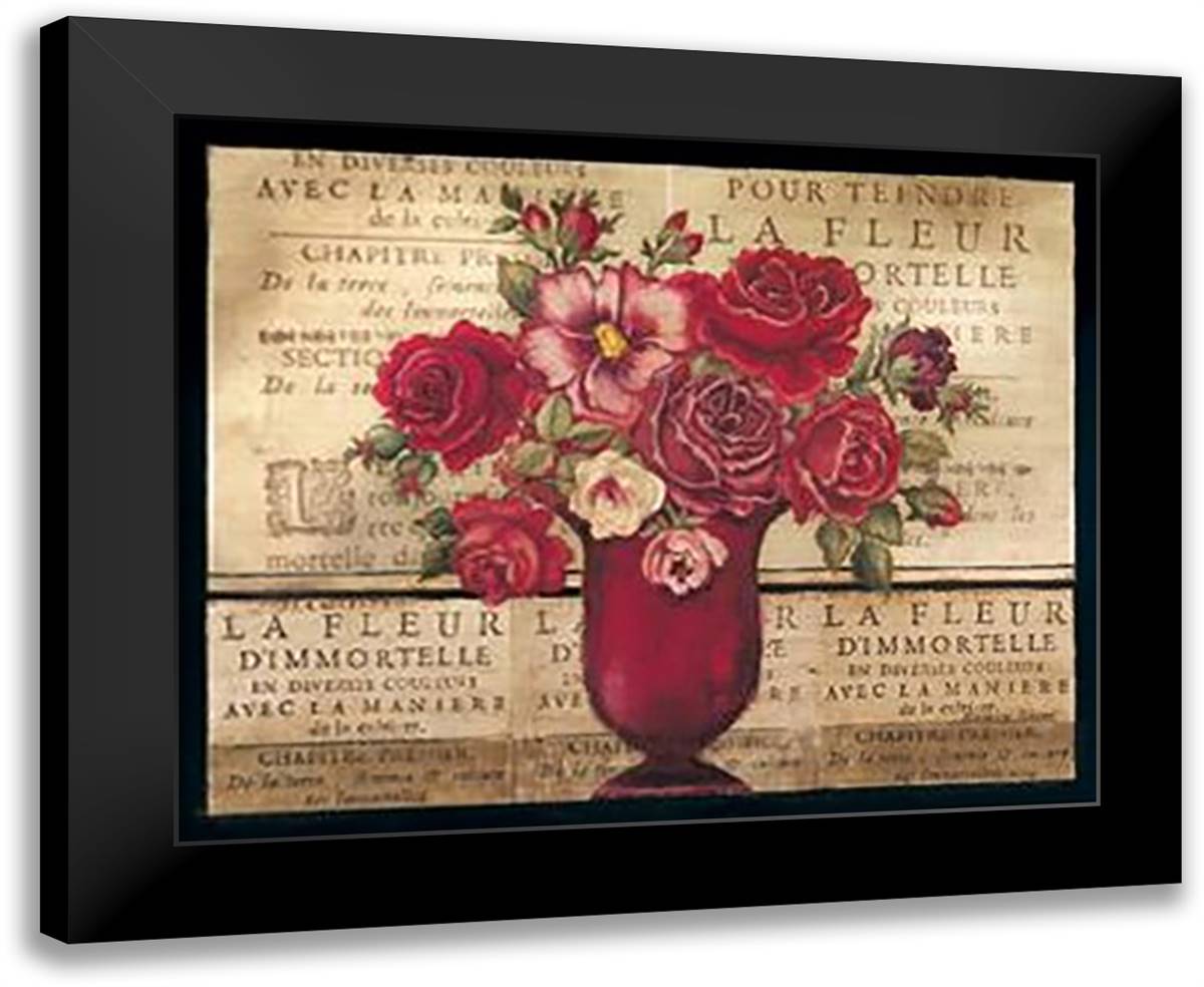 Paris Rose II - Grande 32x26 Black Modern Wood Framed Art Print Poster by Poloson, Kimberly