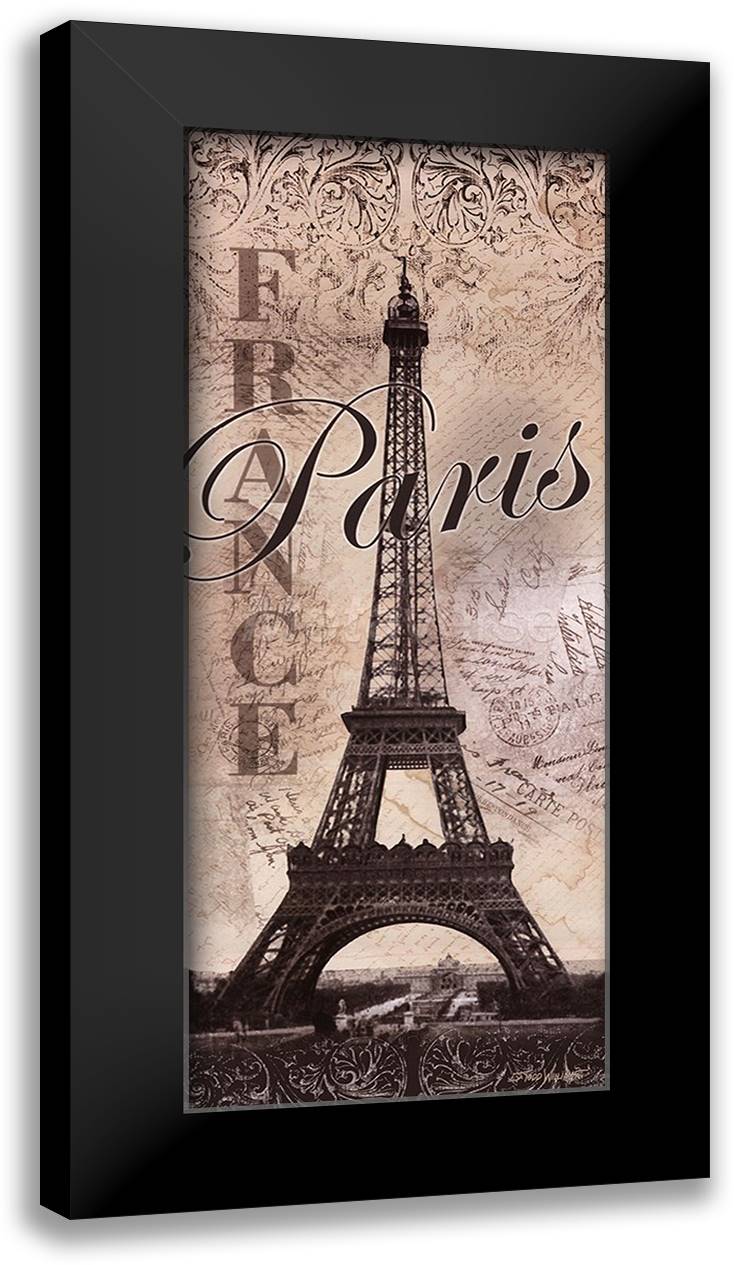 Eiffel Tower 12x24 Black Modern Wood Framed Art Print Poster by Williams, Todd