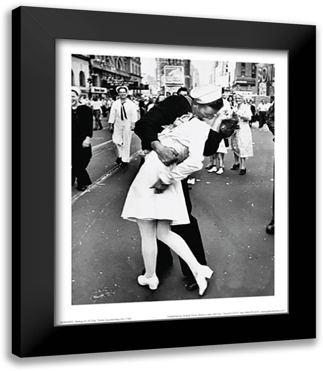 Kissing on VJ Day - Times Square - August 14th, 1945 15x18 Black Modern Wood Framed Art Print Poster