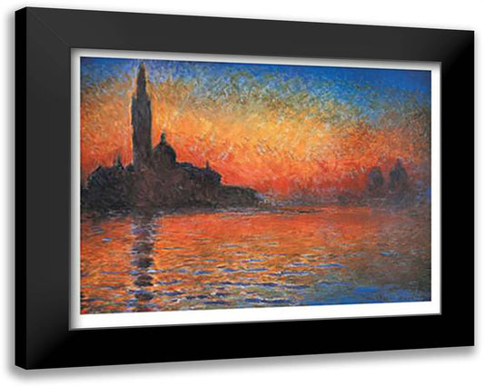 San Giorgio Maggiore by Twilight (Sunset In Venice) 32x26 Black Modern Wood Framed Art Print Poster by Monet, Claude