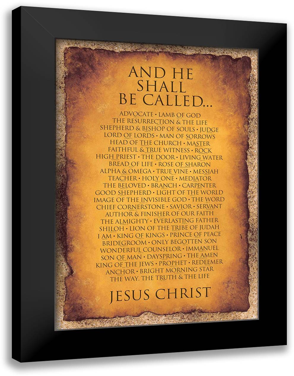 Names of Christ - And He Shall Be Called... 27x38 Black Modern Wood Framed Art Print Poster by Inspiration Art