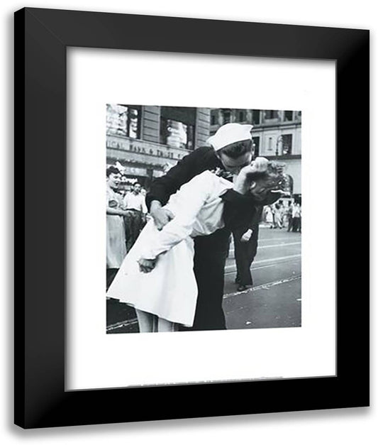 VJ Day-Times Square 26x32 Black Modern Wood Framed Art Print Poster