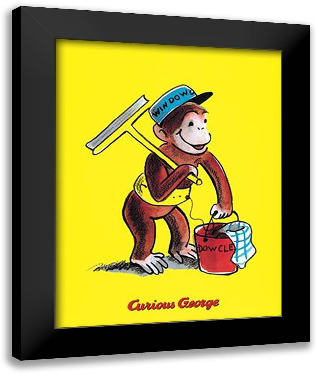 Curious George Takes a Job 16x20 Black Modern Wood Framed Art Print Poster by Rey, H. A.