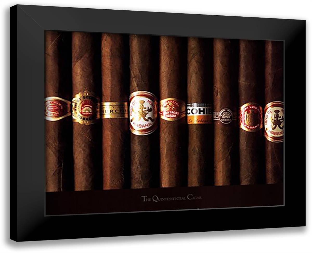 Quintessential Cigar 32x26 Black Modern Wood Framed Art Print Poster by Prier