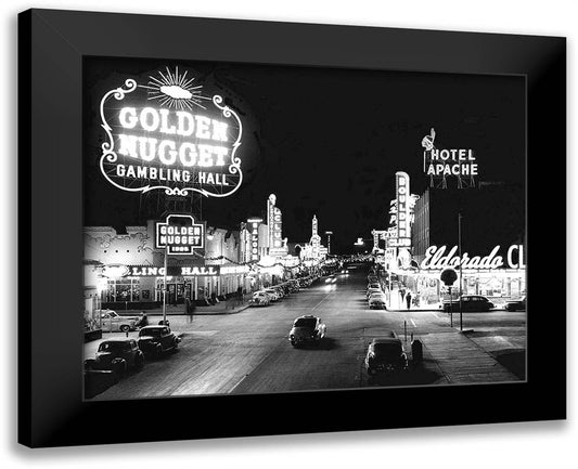 Vintage Vegas 32x26 Black Modern Wood Framed Art Print Poster