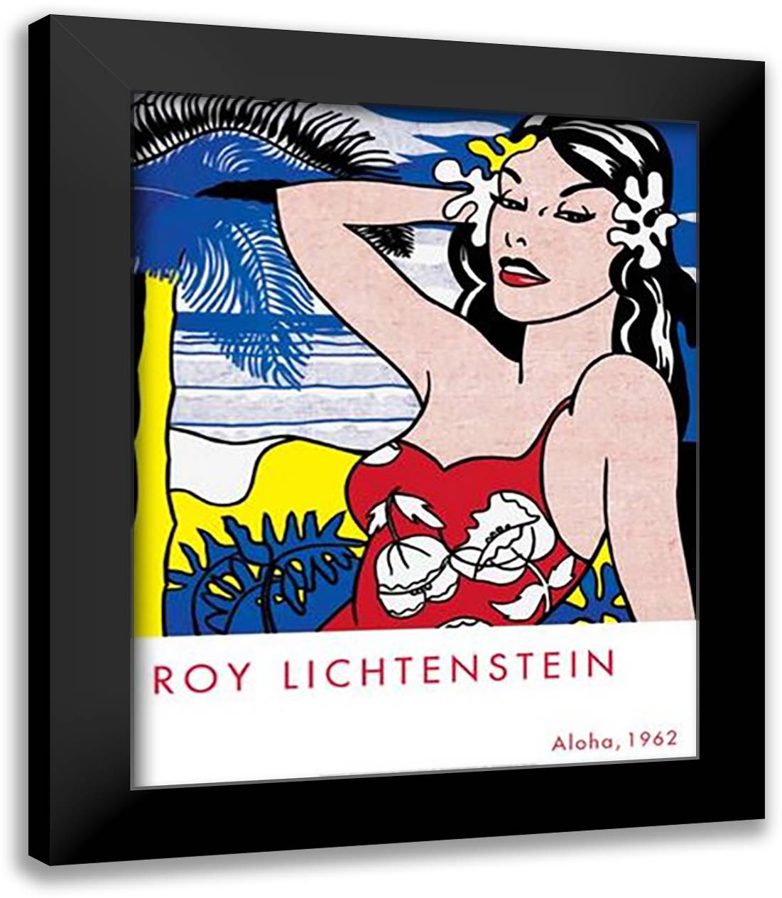 Aloha, 1962 26x32 Black Modern Wood Framed Art Print Poster by Lichtenstein, Sybille