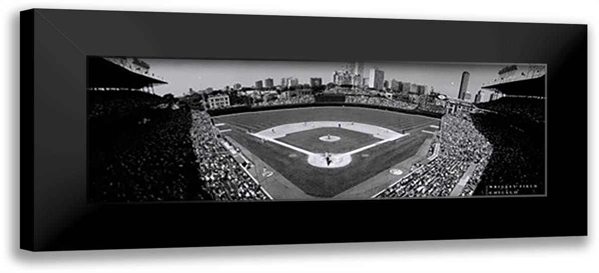 Wrigley Field 40x16 Black Modern Wood Framed Art Print Poster by Sohm, Joseph