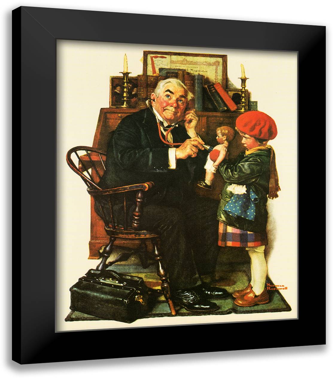 Doctor And The Doll 20x22 Black Modern Wood Framed Art Print Poster by Rockwell, Norman