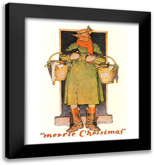 Merrie Christmas: Man With Christmas Goo 25x28 Black Modern Wood Framed Art Print Poster by Rockwell, Norman