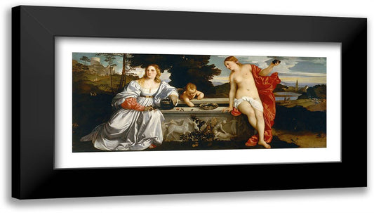 Sacred and Profane Love 38x20 Black Modern Wood Framed Art Print Poster by Titian