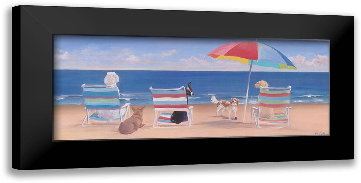 Beach Chair Tails 24x12 Black Modern Wood Framed Art Print Poster by Saxe, Carol