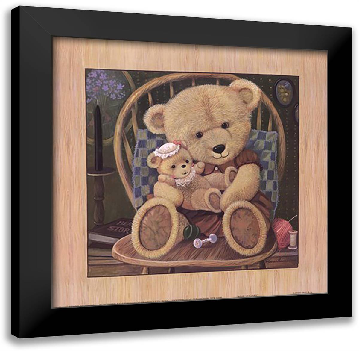 Bear Lullaby 13x13 Black Modern Wood Framed Art Print Poster by Manning, Ruane